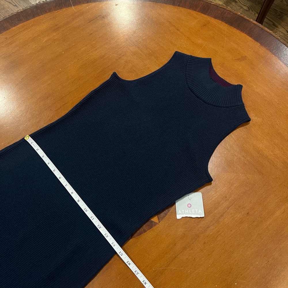 NEW‎ Athleta Winterlude Dress Navy/Purple Small Merino Wool Colorblock Midi - Picture 15 of 16